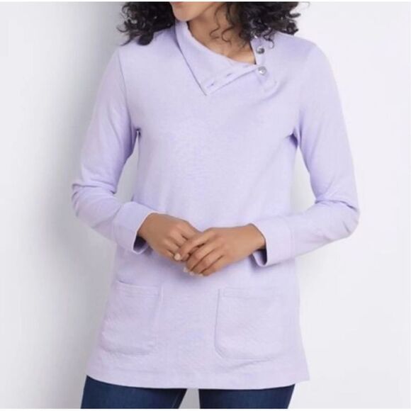 Soft Surroundings Toachi Canyon Quilted Tunic in Lavender Size M NWT cotton - Picture 1 of 8